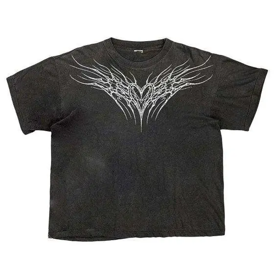 Unknown London Tribal Heart Print Washed T‑Shirt