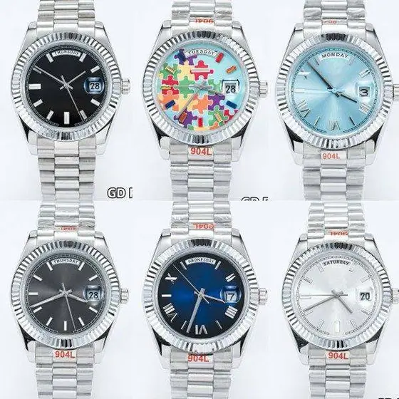 Rolex Day-Date Style Automatic Watch, 904L Steel President Bracelet with Day-Dat