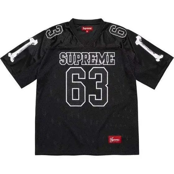 Supreme FW25 Bones Football Jersey, 63 Number Mesh Short Sleeve, Unisex Streetwe