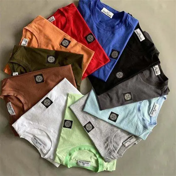 【DX30】Summermercerizedcottonmen'sembroideredT-shirtroundnecksolidcolor