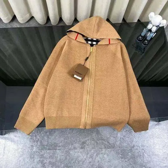 Burberry Zip‑Up Knit Hooded Cardigan