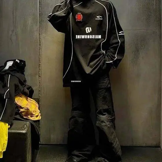 Balenciaga Football Jersey Long Sleeve T-Shirt, Black with Logo & Crest
