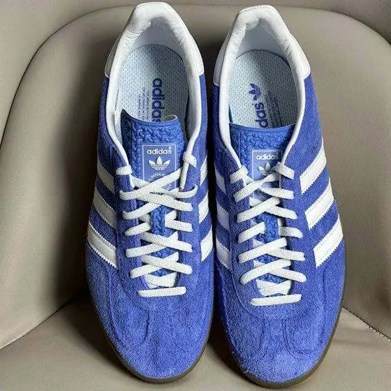 adidas Originals Gazelle Indoor Sneakers, Blue Suede Casual Shoes