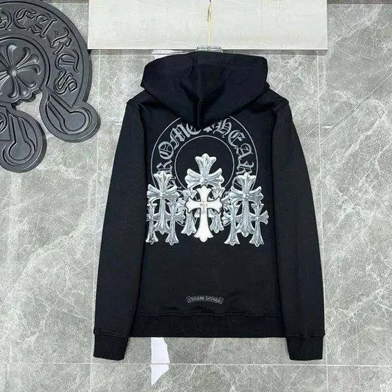 Chrome Hearts Hoodie Black Oversized Pullover Street Sweatshirt