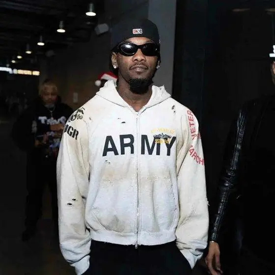 ARMY print distressed hoodie