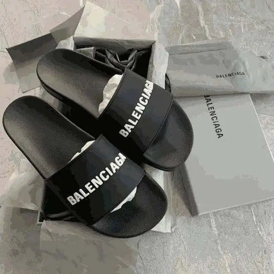 Balenciaga Logo Slides, Unisex Casual Rubber Slide Sandals